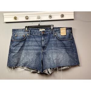Madewell Relaxed Denim Shorts Womens Plus size 24W Cutoff Blue Jean Mid Rise NEW